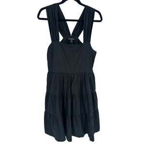 Banana Republic Black Tiered Midi Dress Sleeveless A-Line Cotton LBD Women’s S